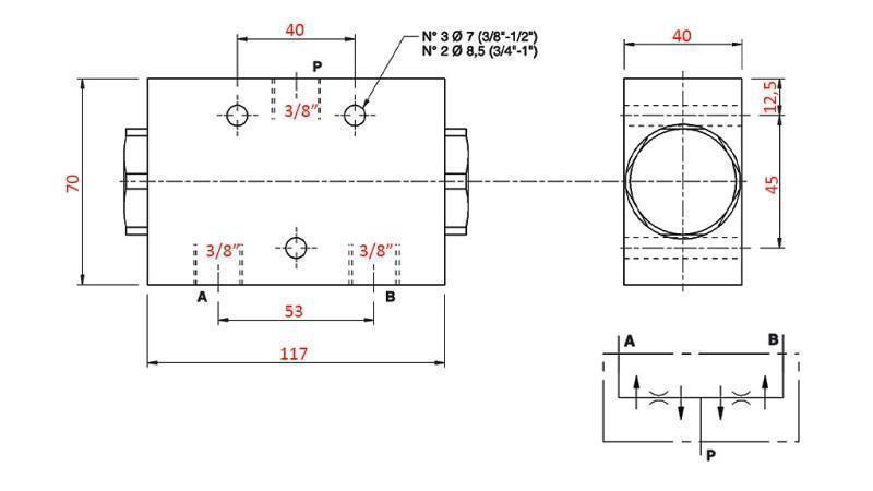 HÜDRAULINE JAOTUSKLAPP VOOG V1022 DFL 6-10 lit - 3/8 - 250 bar (max.300 bar) METALL