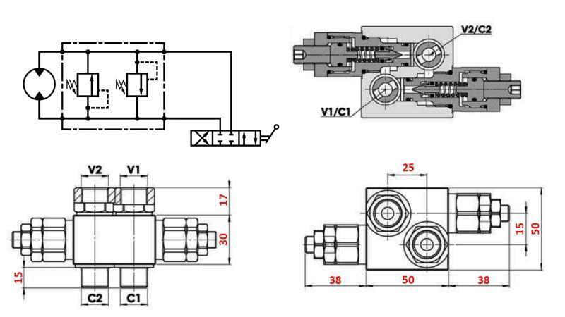HIDRAVLIČNI REGULATOR PRITISKA 20-130 BAR ZA HIDROMOTOR MM