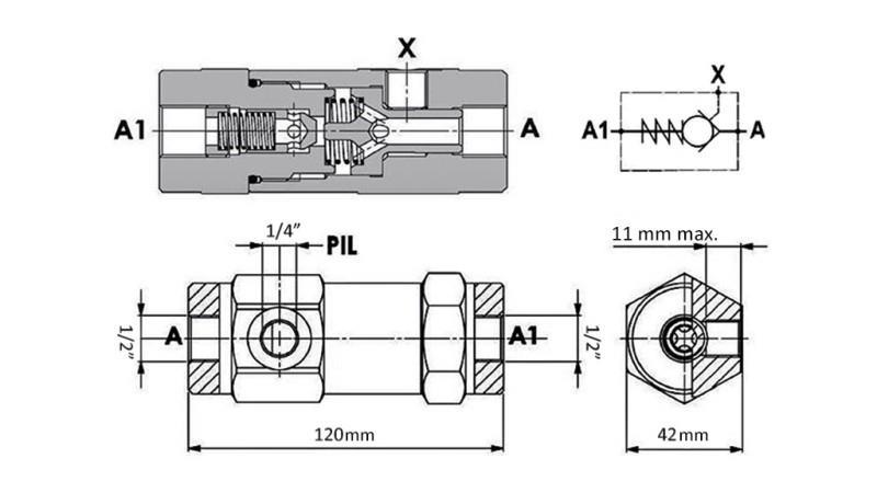 VENTIILIBLOK VBPDE 1/2 SD ÜHE SUUNA PILOOTIGA