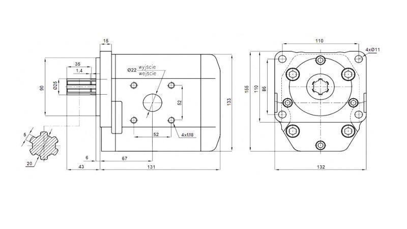 HÜDRAULILINE PUMP NSZ 32 - 6 HAMMAS 32 CC VASAK