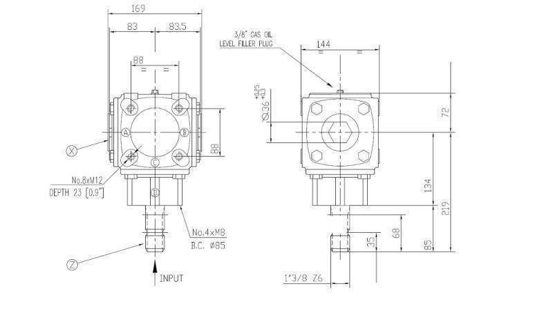 ÚHEL PŘEVODOVKA TB-19J 1.46:1 (23HP-16.9kW)