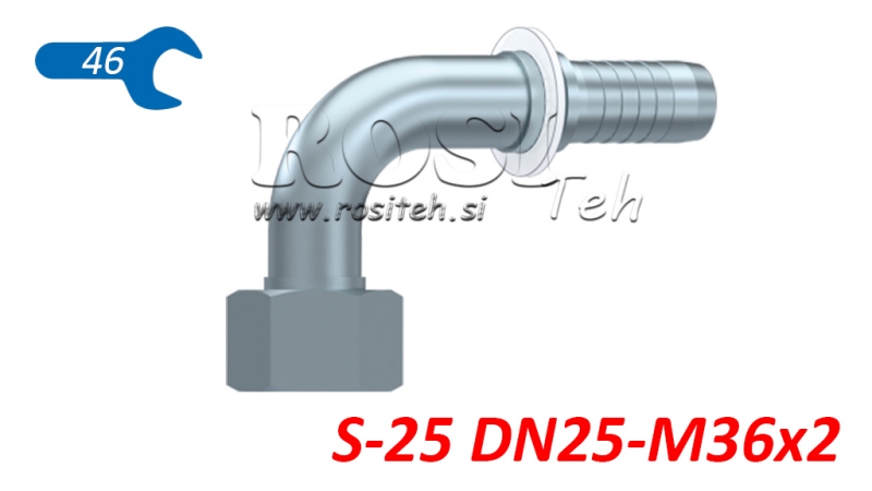 HÜDRAULILINE ÜHENDUS DKOS 25 NAISTE ELBOW 90 DN25-M36X2