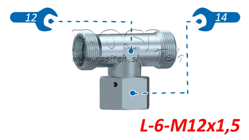 HIDRAVLIČNI T KOM L-6 Z VRTLJIVO MATICO CENTRALNO M12x1,5