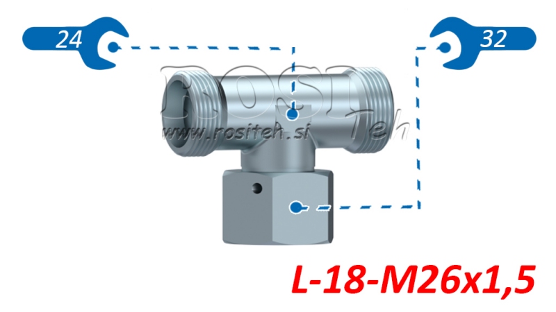 HIDRAVLIČNI T KOM L-18 Z VRTLJIVO MATICO CENTRALNO M26x1,5
