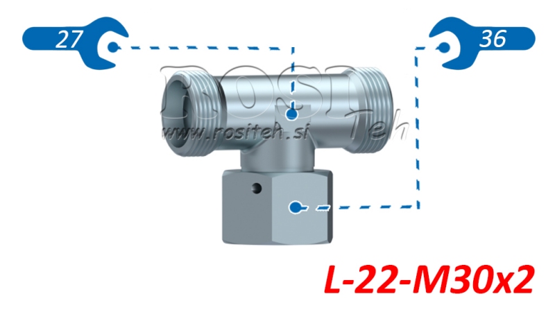 HIDRAVLIČNI T KOM L-22 Z VRTLJIVO MATICO CENTRALNO M30x2