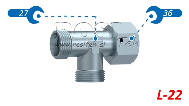 HYDRAULICKÝ T-KUS L-22 S BOČNÍ OTOČNOU MATKOU M30X2