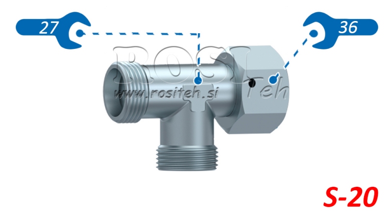 HIDRAVLIČNI T KOM S-20 Z VRTLJIVO MATICO STRANSKO M30x2