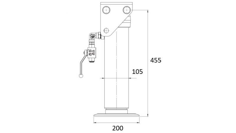 HYDRAULISCHER STÜTZBEIN EINFACHWIRKEND 300mm - 5.000kg