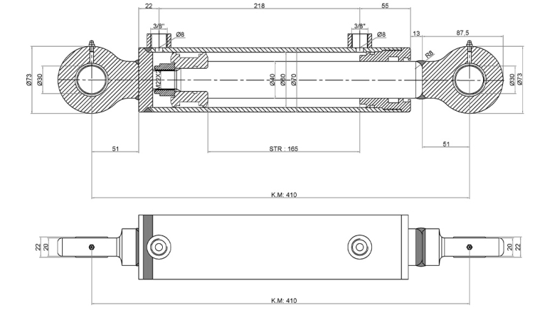 HYDRAULISCHE CILINDER POINT 60/40-165