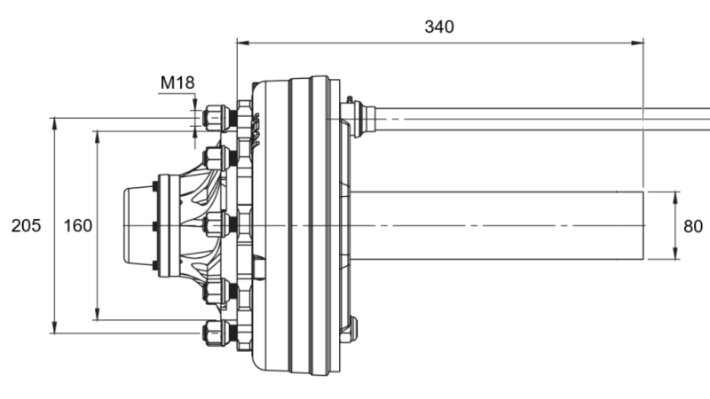POOLTELG PIDURITEGA - 4400 kg (6 KRUVI) - 340 mm