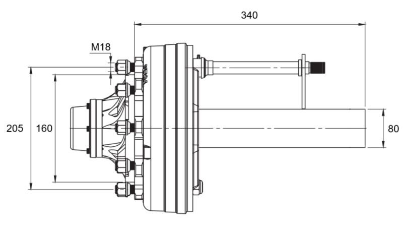 POOLTELG PIDURITEGA - 4400 kg (6 KRUVI) - 340 mm