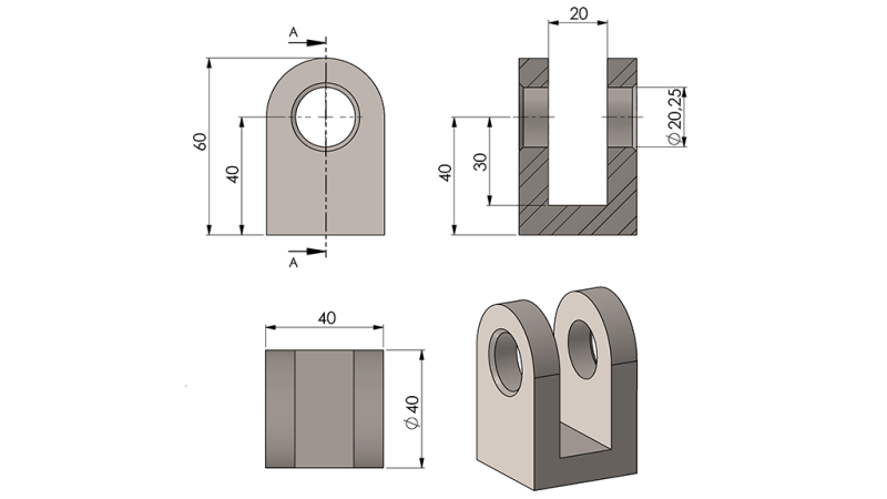 GAFFELFÄSTE FÖR KOLVSTÅNG 40MM - FI20