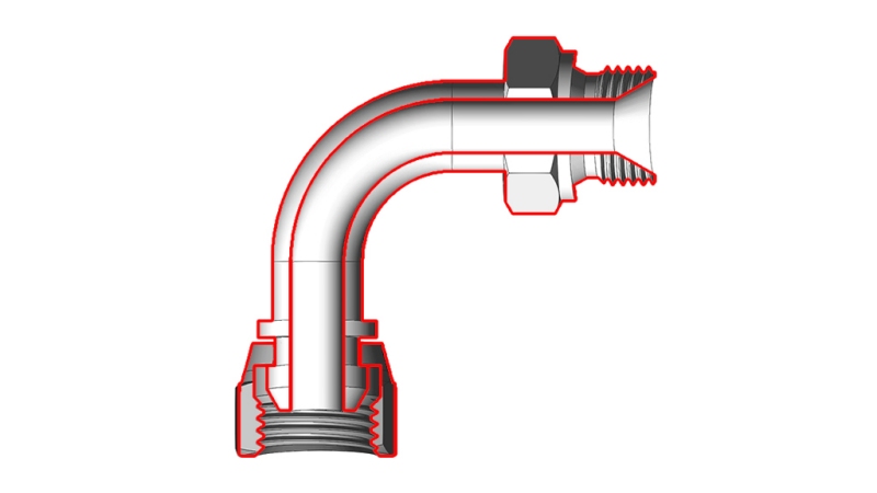 HÜDRAULILINE KURV 90° BSP MEES-NAINE 1/2
