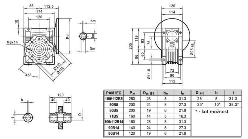 PMRV-75 REDUKTOR ELEKTRIMOOTORILE MS100 (2.2-3-4kW) SUHE 10:1