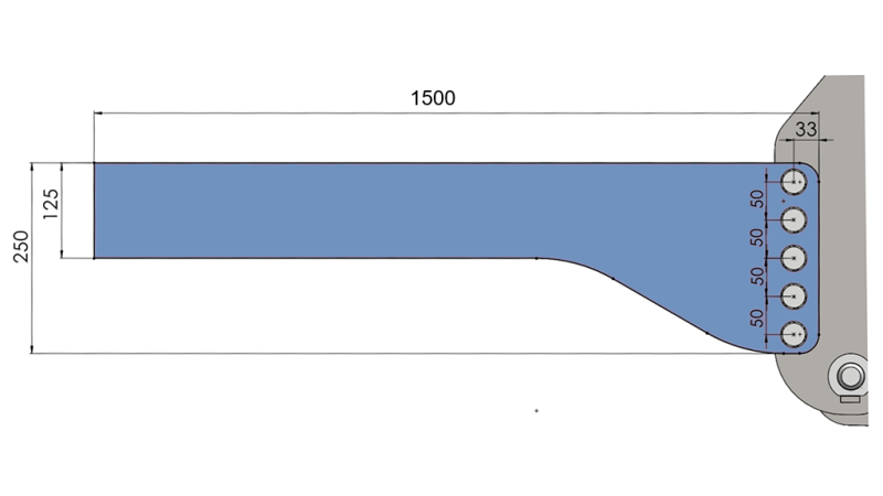 UNIVERZÁLNA MONTÁŽNA KONZOLA PRE PREDNÚ HYDRAULIKU TRAKTORA CAT. 2 & CAT. 3 (1500 mm)