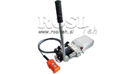 MINI HYDRAULISCH AGGREGAT 12V DC - 0.8kW = 0.5cc - 1.5 liter - eenfasige eenheid (PVC) met handpomp