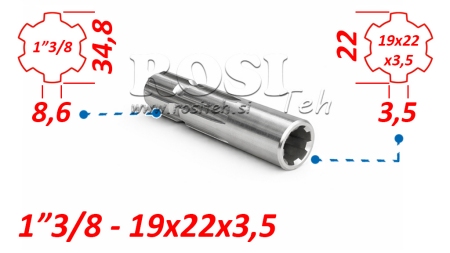 ADAPTATEUR P.T.O. 13/8 19x22x3.5 10 dents