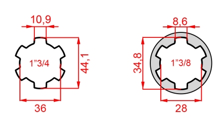 KARDANADAPTER TAPIGA 1-3/8 → 1-3/4 (165 mm)