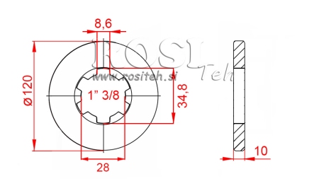 KARDANADAPTER MED FLANGE OG TAP 1-3/8 (80 mm)