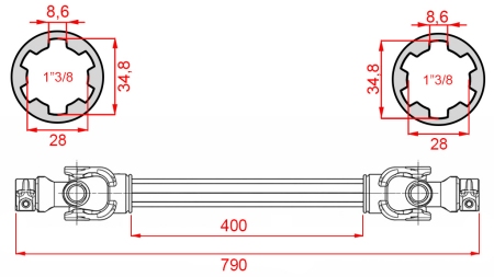 ECO KARDÁNTENGELY 790mm 35-60LE STANDARD