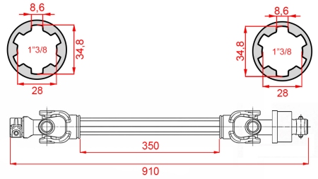 ΑΞΟΝΑΣ ΚΑΡΝΤΑΝ ECO 910mm 30-75HP ΜΕ ΣΥΜΠΛΕΚΤΗ ΕΛΕΥΘΕΡΗΣ ΚΙΝΗΣΗΣ