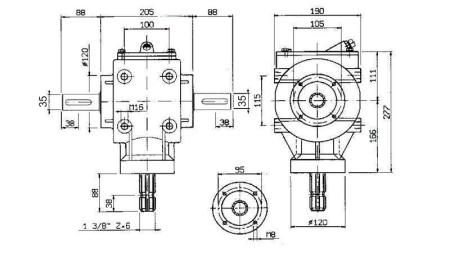 ÚHLOVÁ PŘEVODOVKA PTO-R11S 1:2 (48HP-35KW)