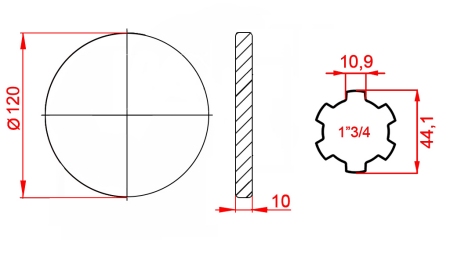 P.T.O. ADAPTER FLANGEGA 1 3/4 L120