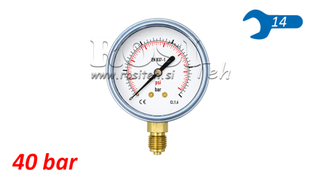MANOMETRI DN63 PYSTY 0 - 40 BAR - 1/4