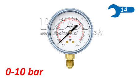 MANOMETER DN63 VERTYKALNY 0 - 10 BAR - 1/4