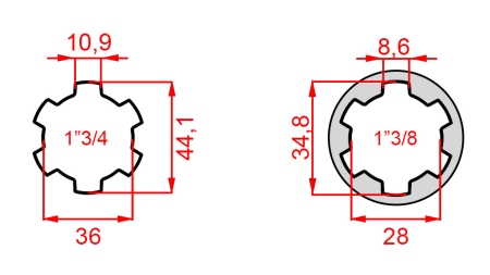 KARDANADAPTERI 1-3/8 → 1-3/4 (150 mm)