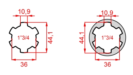 KARDANOVÝ ADAPTÉR Z 1-3/4 NA 1-3/4 (165 mm)