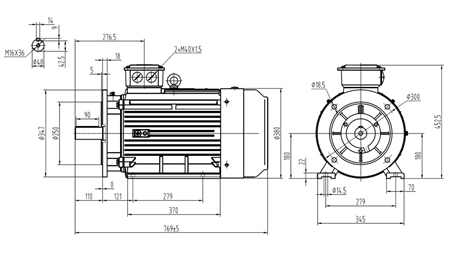22KW-ELEKTRILINE MOOTOR Y3 180L-4_1470RPM 3FAASI JALAD+FLANGE-B3B5