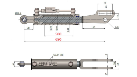 2TON. HÜDRAULILINE TÕSTE KESKTÕMMITS - LIIGENDPEAGA 60/40-150 (500MM-650MM)