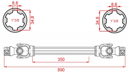 ECO KARDÁNTENGELY 890mm 30-75LE STANDARD