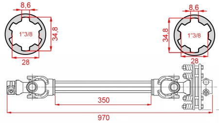 ECO KARDÁNTENGELY 970mm 70-110LE SÚRLÓDÓ KUPLUNGGAL