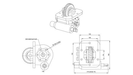 HÜDRAULILISE PUMPA DIMENSIOONID - ISUZU MSB 5S VACUUM