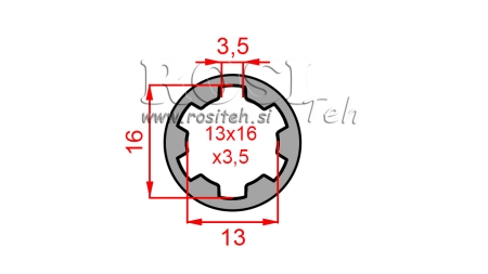 KARDANADAPTER PUKS 13x16x3,5 (6 SOONT) (40 mm)