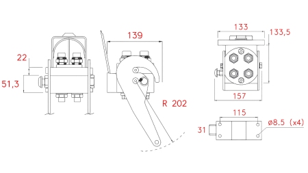 MULTI-FASTER LIITMIK 4-TEE BSP 3/8 FIKSEERITUD OSA