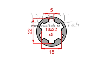 KARDANADAPTER PUKS 18x22x5 (6 SOONT) (50 mm)