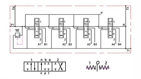 HÜDRAULILINE KÄSIVENTIIL – 4-SEKTSIOONILINE SUUNAVENTIIL 4xR40 ECO