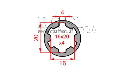 KARDANADAPTER PUKS 16x20x4 (6 SOONT) (50 mm)