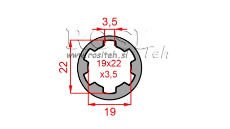 KARDANADAPTER PUKS 19x22x3,5 (10 SOONT) (40 mm)