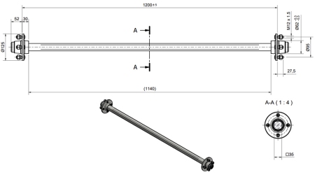 TELG KERGEKÄRU 950 KG ILMA PIDURITA (1200 MM)