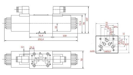 HÜDRAULINE ELEKTROMAGNETILINE VENTIIL KV-4/3 CETOP 5 12/24/230V N1
