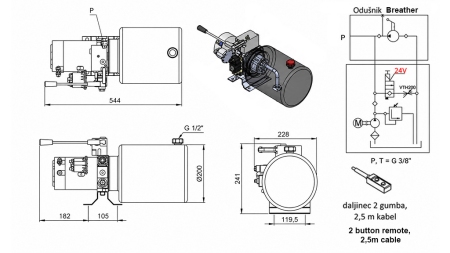 MINI ΥΔΡΑΥΛΙΚΗ ΜΟΝΑΔΑ ΙΣΧΥΟΣ 24V DC - 2.2kW = 2.1cc - 8 λίτρα - μονοφασική μονάδα ΜΕ ΧΕΙΡΟΚΙΝΗΤΗ ΑΝΤΛΙΑ