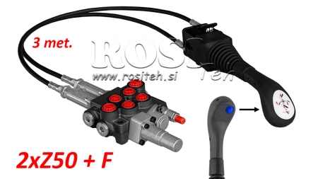 JOYSTICK 1x BOUTON - CÂBLE BOWDEN 3 m + DISTRIBUTEUR HYDRAULIQUE 2xZ50 + POSITION FLOTTANTE