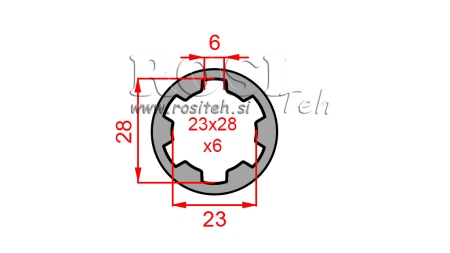 KARDANADAPTER PUKS 23x28x6 (6 SOONT) (60 mm)