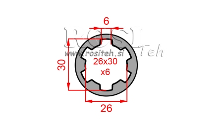 KARDANADAPTER PUKS 26x30x6 (6 SOONT) (60 mm)