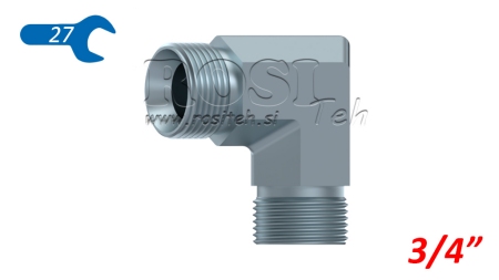 HÜDRAULILINE NURK 90° BSP LÜHI MALE-MALE 3/4