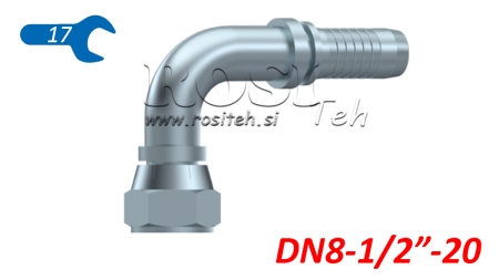 HÜDRAULINE ÜHENDUS DKJ JIC74° NAISTE ELBOW 90° DN8-1/2-20